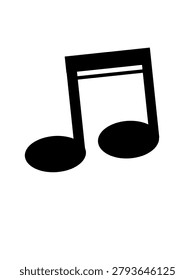 Sixteenth note musical symbol icon isolated on white background.