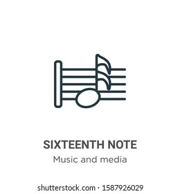 Sixteenth note outline vector icon. Thin line black sixteenth note icon, flat vector simple element illustration from editable music and media concept isolated on white background