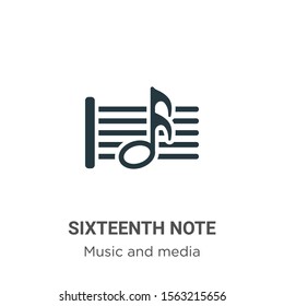 Sixteenth note vector icon on white background. Flat vector sixteenth note icon symbol sign from modern music and media collection for mobile concept and web apps design.