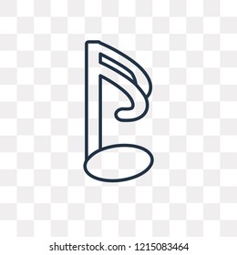 Sixteenth note vector outline icon isolated on transparent background, high quality linear Sixteenth note transparency concept can be used web and mobile