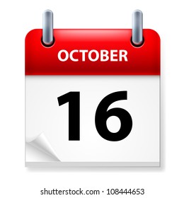 Sixteenth October in Calendar icon on white background