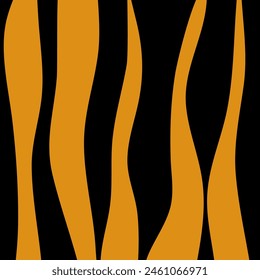 Sixth Abstract minimalist wavy line orange. Printable wall art illustration. Tiger line skin background. orange and black art monochrome
