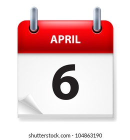 Sixth in April Calendar icon on white background