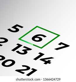 sixth day of the calendar vector, isometric calendar