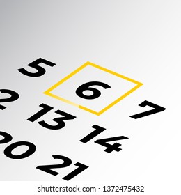 sixth day of the calendar vector, isometric calendar 