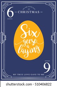 the sixth day of christmas of the twelve days of christmas template vector/illustration