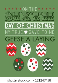 sixth day of the twelve days of christmas template vector/illustration - six geese a laying