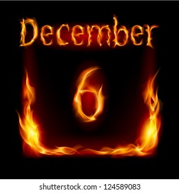 Sixth December in Calendar of Fire. Icon on black background