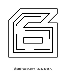 sixth number line icon vector. sixth number sign. isolated contour symbol black illustration