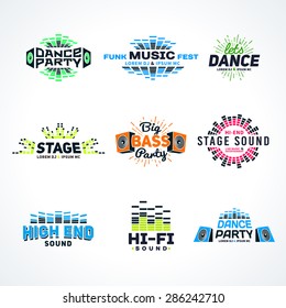 Sixth Set Music Equalizer Emblem Vector On Light Background. Modern Colorful Logo Collection. Sound System Illustration.