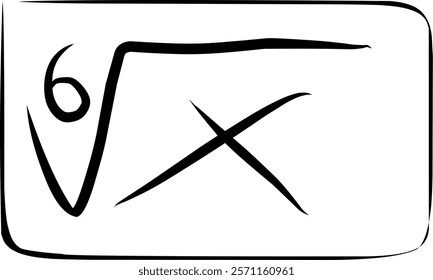 sixth square root mathematical symbol in Doodle style