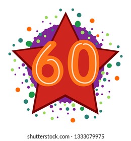 Sixties anniversary  illustration. Birthday, celebration, greeting. Festive concept. Vector illustration can be used for topics like party, birthday, congratulation