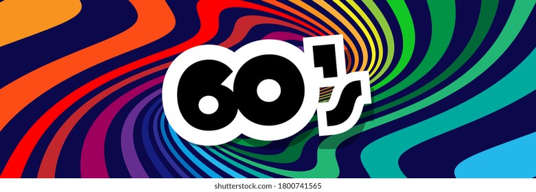 Sixties background with soft, wavy rainbow colored spirals