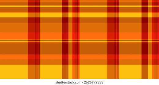 Sixties background tartan vector, honey texture seamless fabric. Romantic check pattern textile plaid in orange and red colors palette.