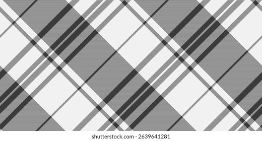 Sixties plaid texture check, uniform textile vector tartan. Mesh background seamless fabric pattern in white and grey colors palette.
