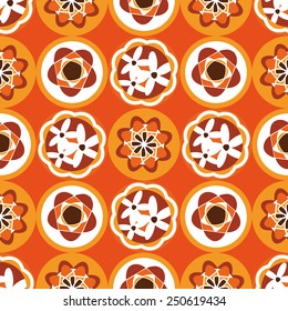 Sixties / seventies floral pattern in bright retro color palette
