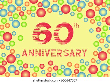 sixtieth anniversary with colorful bubbles