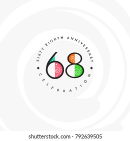 Sixty eight years, 68th Anniversary Celebration Logo Design, Number 68 Icon Vector Template.