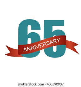 Sixty Five 65 Years Anniversary Label Sign for your Date. Vector Illustration EPS10