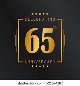 Sixty Five anniversary celebration logotype. 65th anniversary logo collection. Anniversary label. Anniversary logo template. Anniversary sign. Vector Illustration