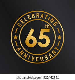 Sixty Five anniversary celebration logotype. 65th anniversary logo collection. Anniversary label. Anniversary logo template. Anniversary sign. Vector Illustration
