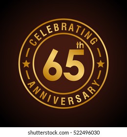 SIxty FIve anniversary celebration logotype. 65th anniversary logo collection. Anniversary label. Anniversary logo template. Anniversary sign. Vector Illustration