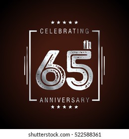 Sixty FIve anniversary celebration logotype. 65th anniversary logo collection. Anniversary label. Anniversary logo template. Anniversary sign. Vector Illustration