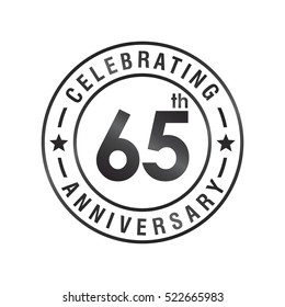 Sixty Five anniversary celebration logotype. 65th anniversary logo collection. Anniversary label. Anniversary logo template. Anniversary sign. Vector Illustration