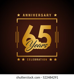 Sixty Five years anniversary celebration logotype. 65th year anniversary logo collection. Anniversary label. Anniversary logo template. Anniversary sign. Vector Illustration
