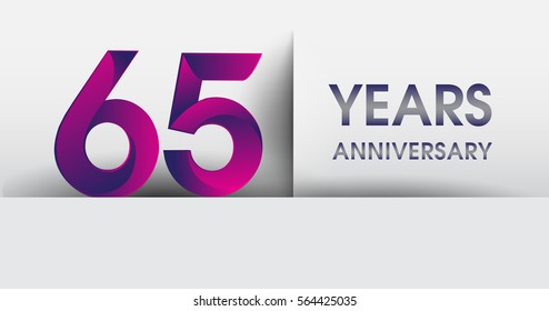 sixty five years Anniversary celebration logo, flat design isolated on white background, vector elements for banner, invitation card for 65th birthday party