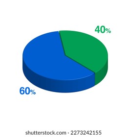 640 40 3D Isometrisches Tortendiagramm für die Geschäftspräsentation. Vektorgrafik-Vektorgrafik-Vektorgrafik-Bildpunkte.