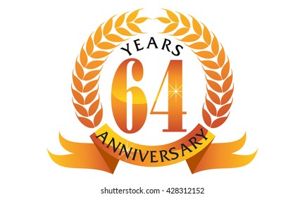 Sixty Four Years Gift Box Ribbon Anniversary 