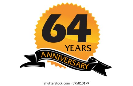 Sixty Four Years Ribbon Anniversary 