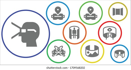 sixty icon set. 9 filled sixty icons.  Simple modern icons such as: Virtual reality, panorama 360 , 360 panorama, Panoramic