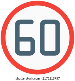 60 km por hora límite de velocidad permitido para el carril