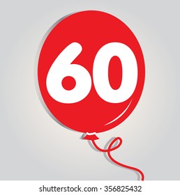 Sixty  logo with balloon. Vector illustration.
