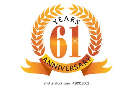 Sixty One Years Gift Box Ribbon Anniversary 