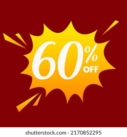 60% de descuento, oferta especial 60% de descuento, venta hasta 60% de descuento, símbolo de venta, etiqueta de oferta especial, publicidad, icono web