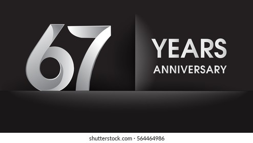 sixty seven years Anniversary celebration logo, flat design isolated on black background, vector elements for banner, invitation card for celebrating 67th birthday party