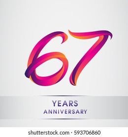 sixty seven years anniversary celebration logotype colorful design, 67th birthday logo on white background