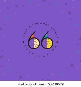 Sixty six years, 66th Anniversary Celebration Logo Design, Number 66 Icon Vector Template.