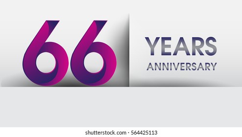 sixty six years Anniversary celebration logo, flat design isolated on white background, vector elements for banner, invitation card for 66th birthday party