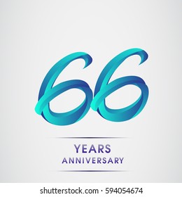 sixty six years anniversary celebration logotype blue colored isolated on white background. 66th birthday logo for invitation card, banner and greeting card