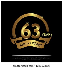 Sixty three years anniversary golden. anniversary template design for web, game ,Creative poster, booklet, leaflet, flyer, magazine, invitation card - Vector