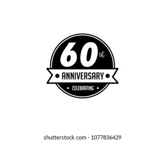 Sixty Year Anniversary Badge Icon Vector Logo Template Illustration Design