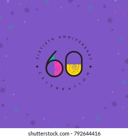 Sixty years, 60th Anniversary Celebration Logo Design, Number 60 Icon Vector Template.