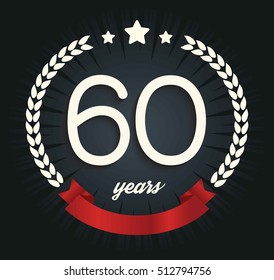 Sixty years anniversary banner. 60th anniversary logo. Vector illustration.