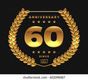 Sixty years anniversary banner. 60th anniversary logo. Vector illustration.