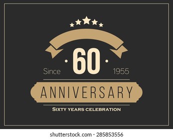 Sixty years anniversary celebration logotype. 60th anniversary logo.