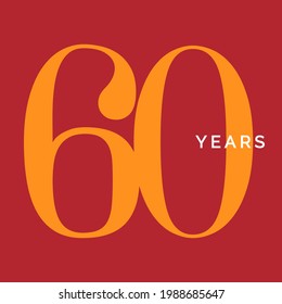 Sixty years symbol. Sixtieth birthday emblem. Anniversary sign, number 60 logo concept, vintage poster template, vector illustration